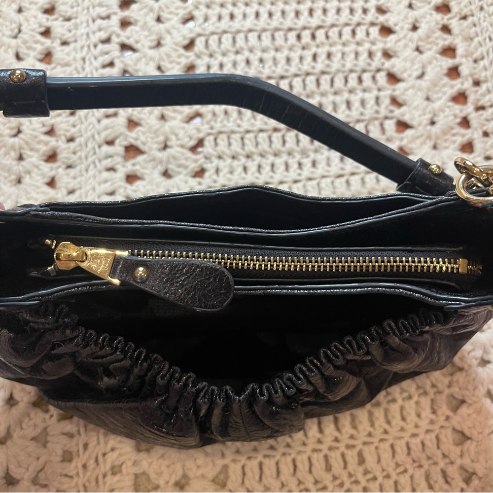 Kate Landry Chic Black Leather and Gold Accents Hobo Shoulder Bag - Picture 5 of 15
